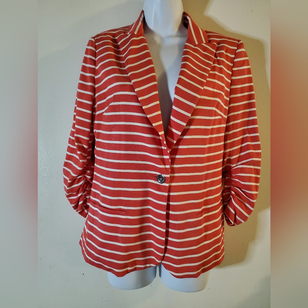 Peter Nygard Coral Striped Blazer Size 8